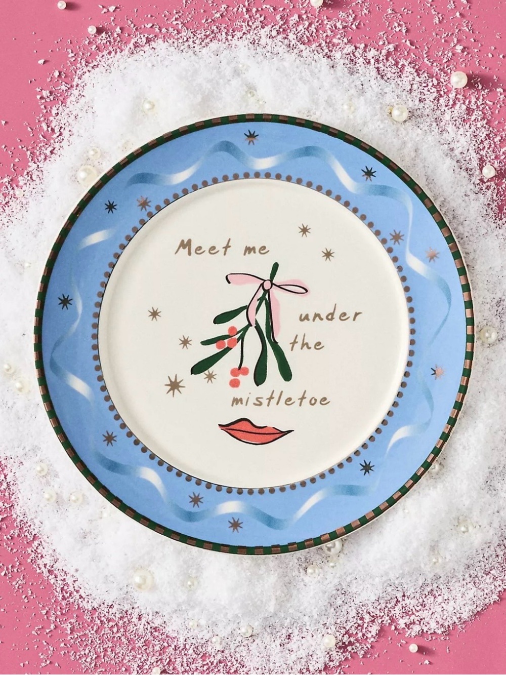 NWT Anthropologie Caroline Holiday “Meet Me Under the Mistletoe” Desert Plate 💋